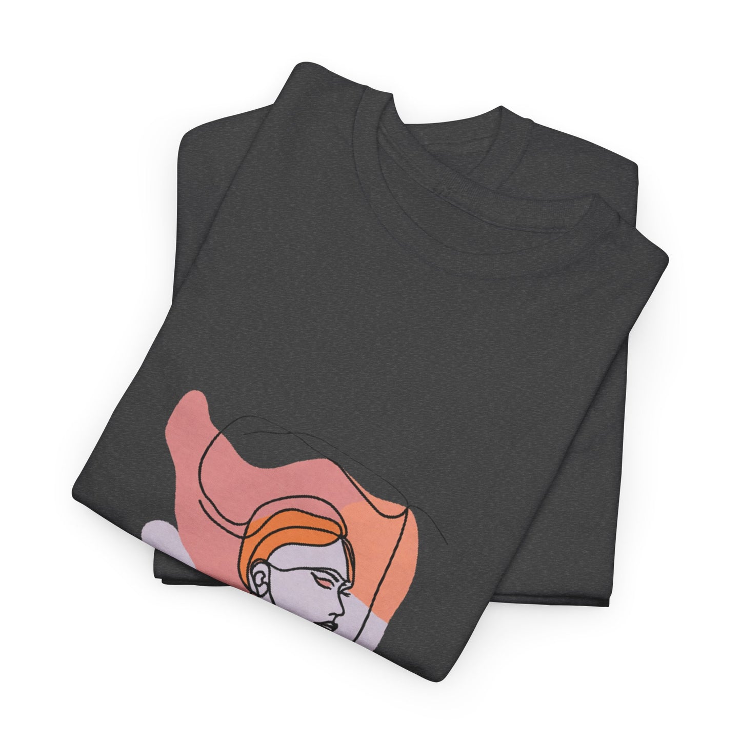 Abstract Line Art Woman T‑Shirt — Minimalist Feminine Portrait Tee