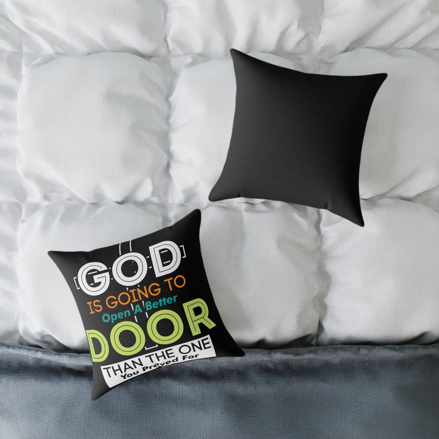 Inspirational Faith Throw Pillow – "God Is Going To Open A Better Door" Square Decorative Cushion