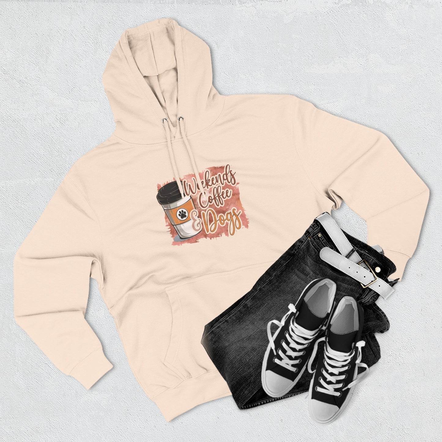 Fleece Hoodie - Weekends, Coffee and Dogs Design