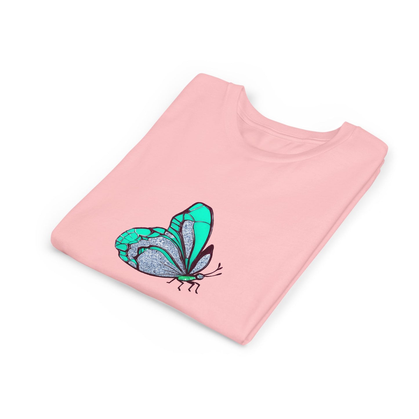 Youth Tee — Turquoise Butterfly Illustration Kids T‑Shirt