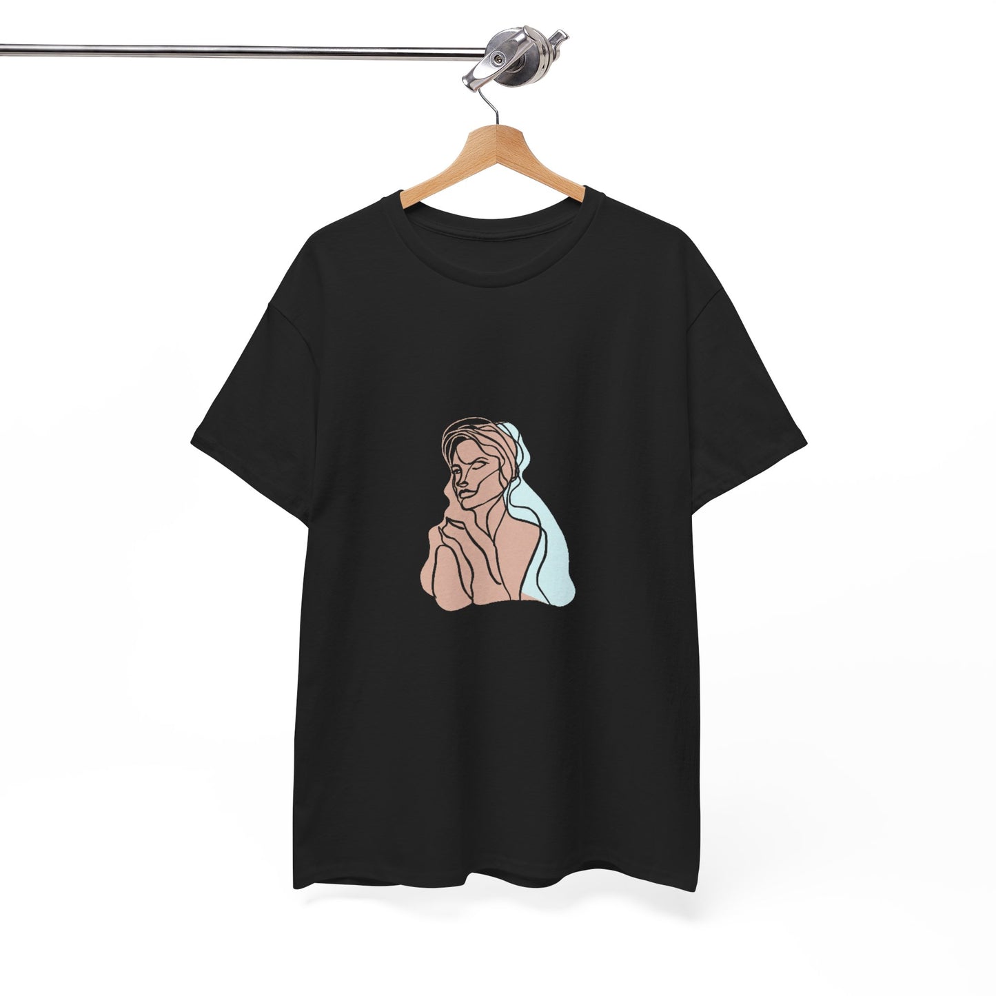 Minimal Line Art Woman Tee - Elegant Abstract Portrait Graphic T-Shirt