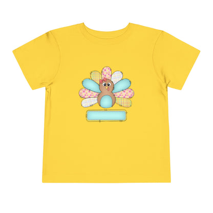 Personalized Toddler Tee — Cute Patchwork Turkey