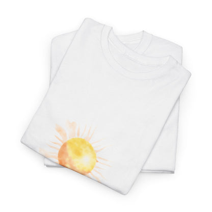 Sunshine Graphic Tee — Watercolor Sun "Sunshine" Casual T‑Shirt
