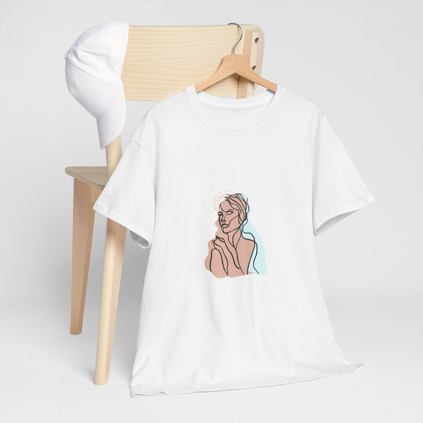 Minimal Line Art Woman Tee - Elegant Abstract Portrait Graphic T-Shirt