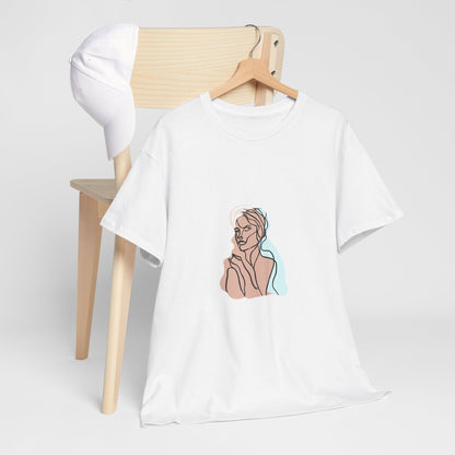 Minimal Line Art Woman Tee - Elegant Abstract Portrait Graphic T-Shirt