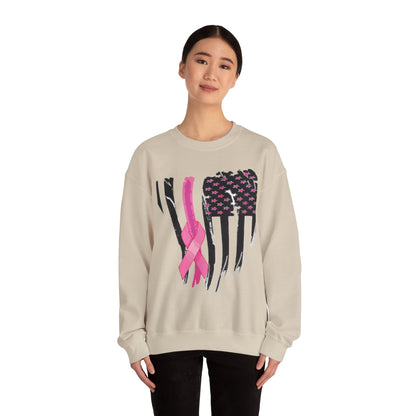 Breast Cancer Awareness Flag Crewneck Sweatshirt