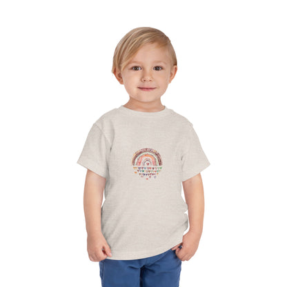 Toddler Rainbow Hearts Tee — Cute Boho Rainbow Short Sleeve Shirt for Kids