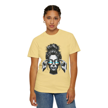 Messy Bun Cool Sunglasses Graphic T-Shirt