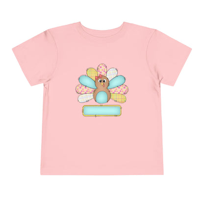 Personalized Toddler Tee — Cute Patchwork Turkey