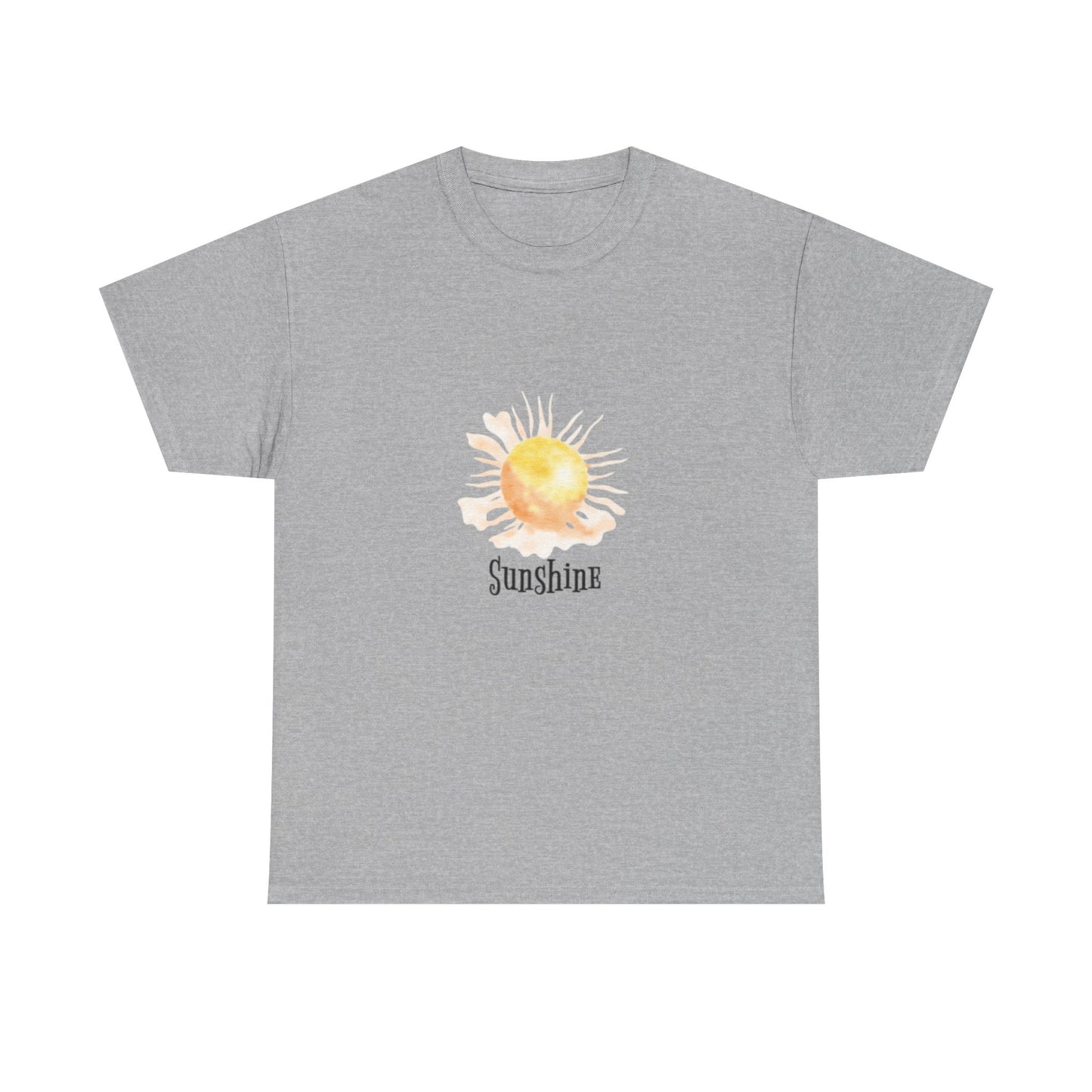 Sunshine Graphic Tee — Watercolor Sun "Sunshine" Casual T‑Shirt