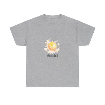Sunshine Graphic Tee — Watercolor Sun "Sunshine" Casual T‑Shirt