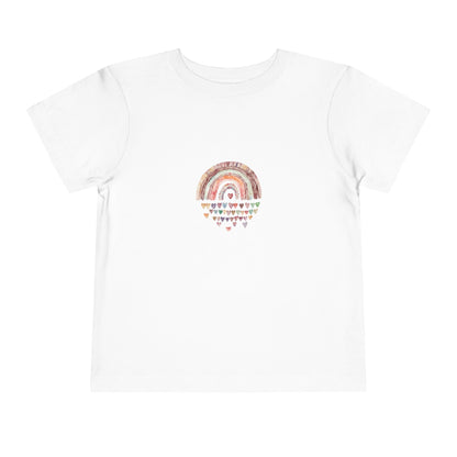 Toddler Rainbow Hearts Tee — Cute Boho Rainbow Short Sleeve Shirt for Kids