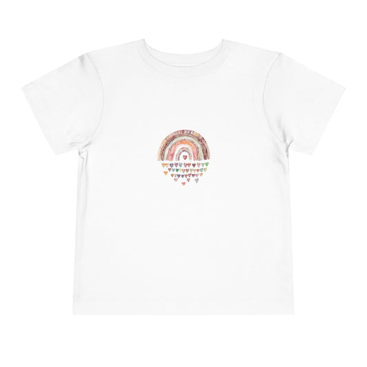 Toddler Rainbow Hearts Tee — Cute Boho Rainbow Short Sleeve Shirt for Kids
