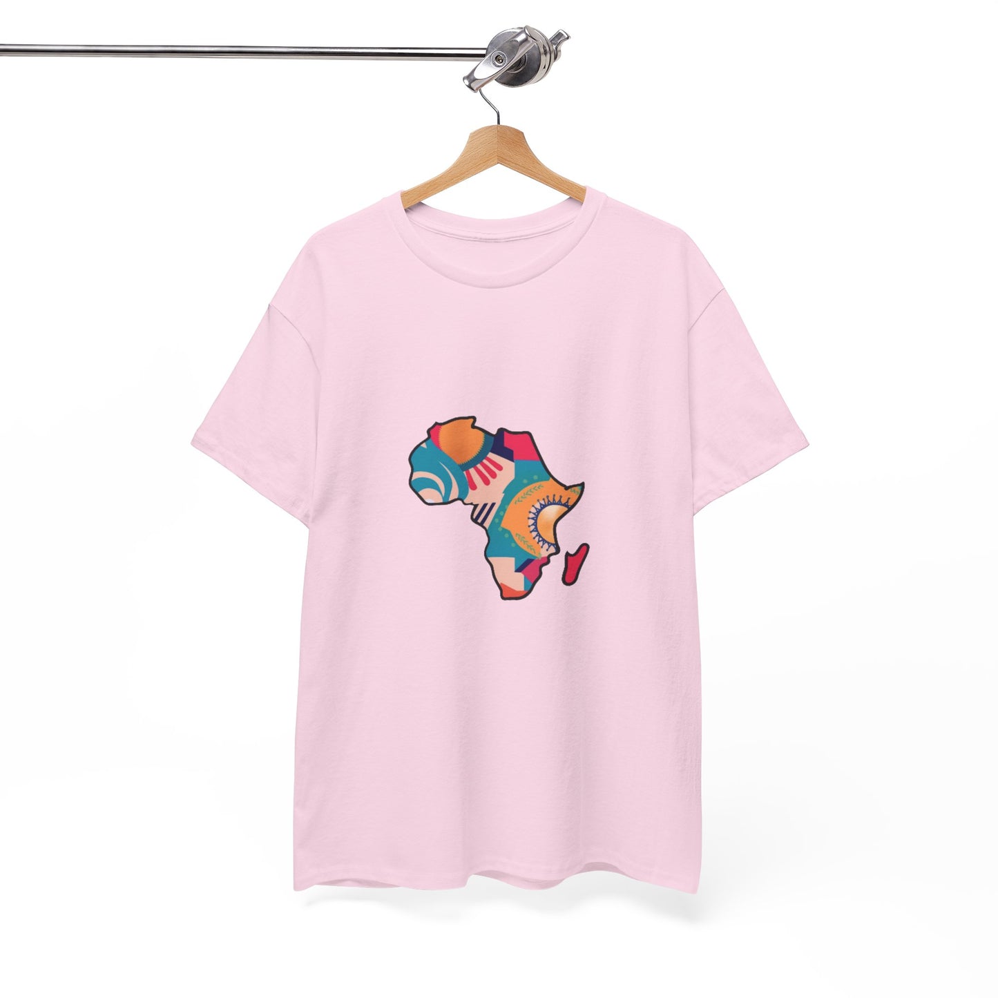 Africa Map Graphic Tee - Unisex Heavy Cotton T-Shirt with Colorful Afrocentric Pattern