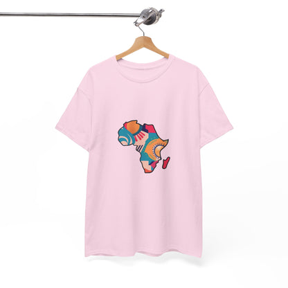 Africa Map Graphic Tee - Unisex Heavy Cotton T-Shirt with Colorful Afrocentric Pattern