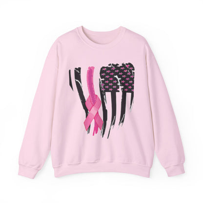 Breast Cancer Awareness Flag Crewneck Sweatshirt