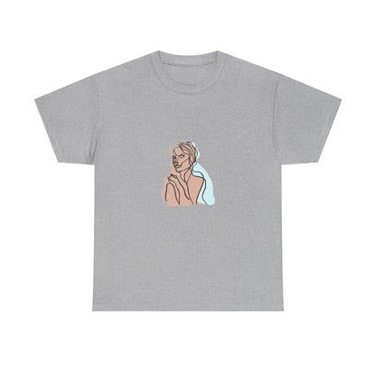 Minimal Line Art Woman Tee - Elegant Abstract Portrait Graphic T-Shirt