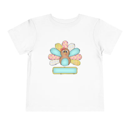 Personalized Toddler Tee — Cute Patchwork Turkey