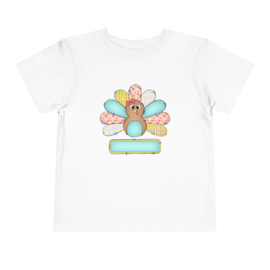 Personalized Toddler Tee — Cute Patchwork Turkey
