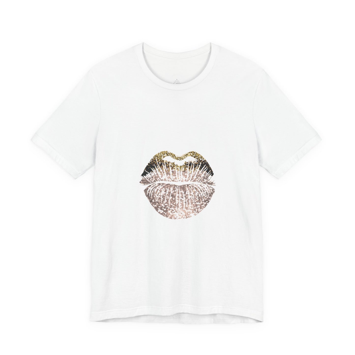 Gold Foil Kiss Graphic Tee — Metallic Lip Print T-Shirt