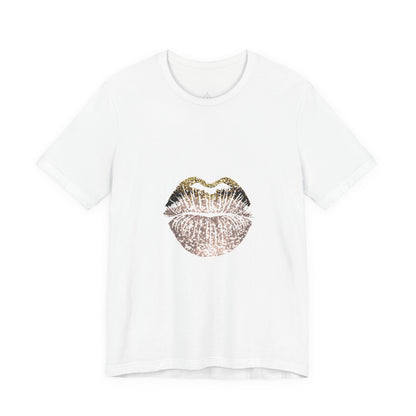 Gold Foil Kiss Graphic Tee — Metallic Lip Print T-Shirt