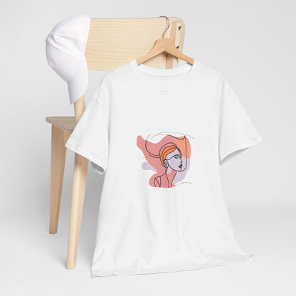 Abstract Line Art Woman T‑Shirt — Minimalist Feminine Portrait Tee