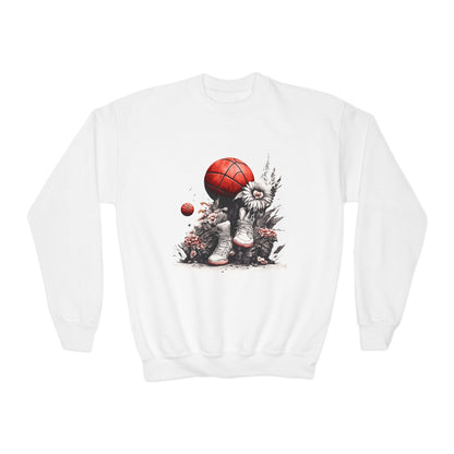 Daisies & Basketball Youth Crewneck Sweatshirt