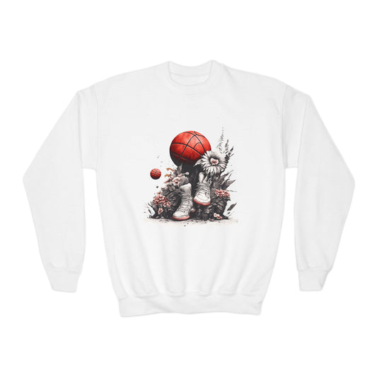 Daisies & Basketball Youth Crewneck Sweatshirt