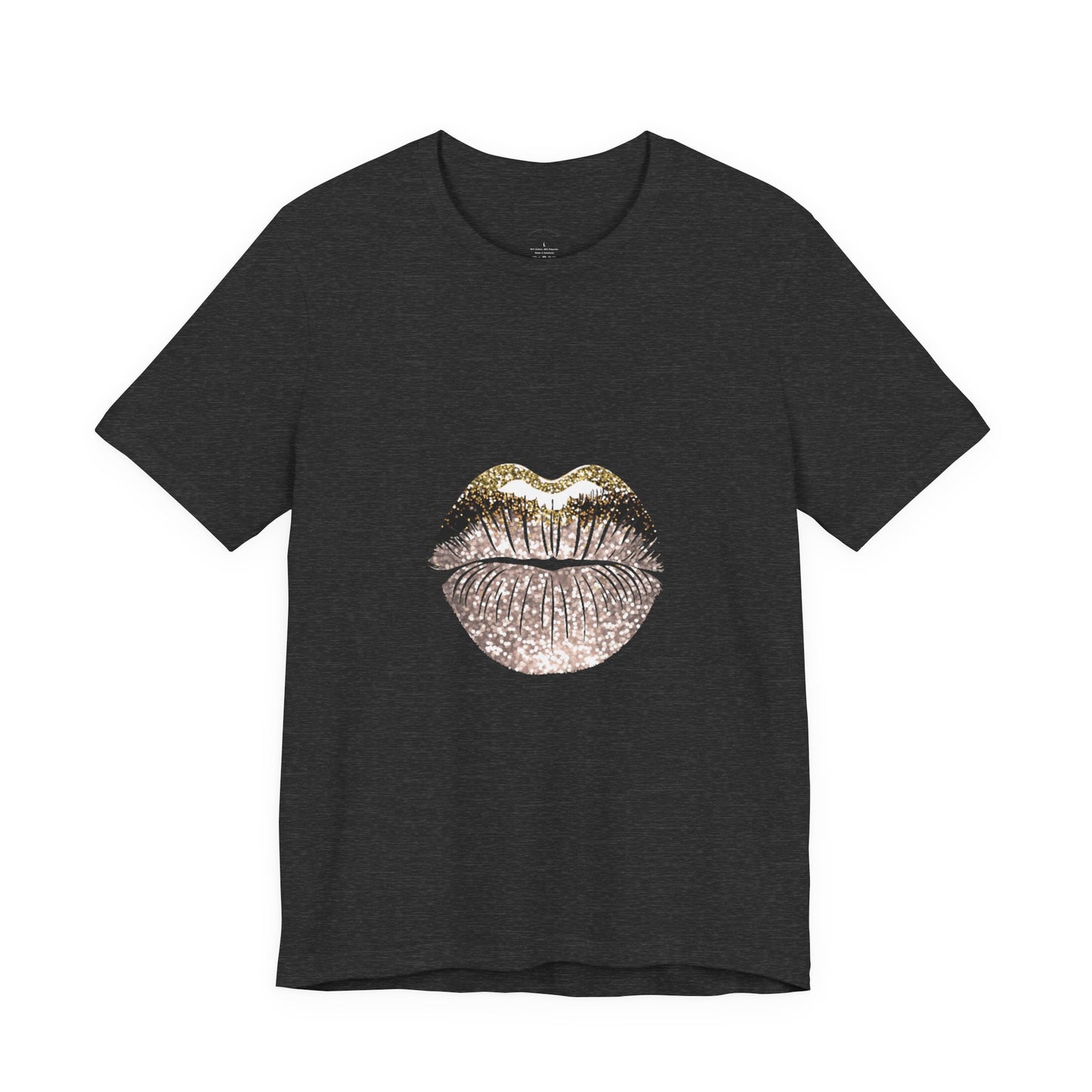 Gold Foil Kiss Graphic Tee — Metallic Lip Print T-Shirt