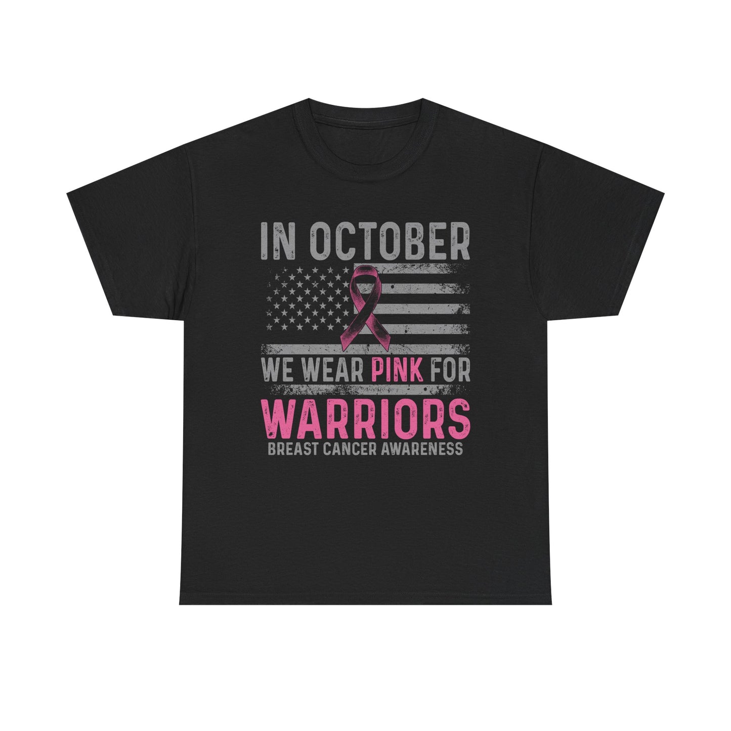 Breast Cancer Awareness Tee — "In October We Wear Pink for Warriors"