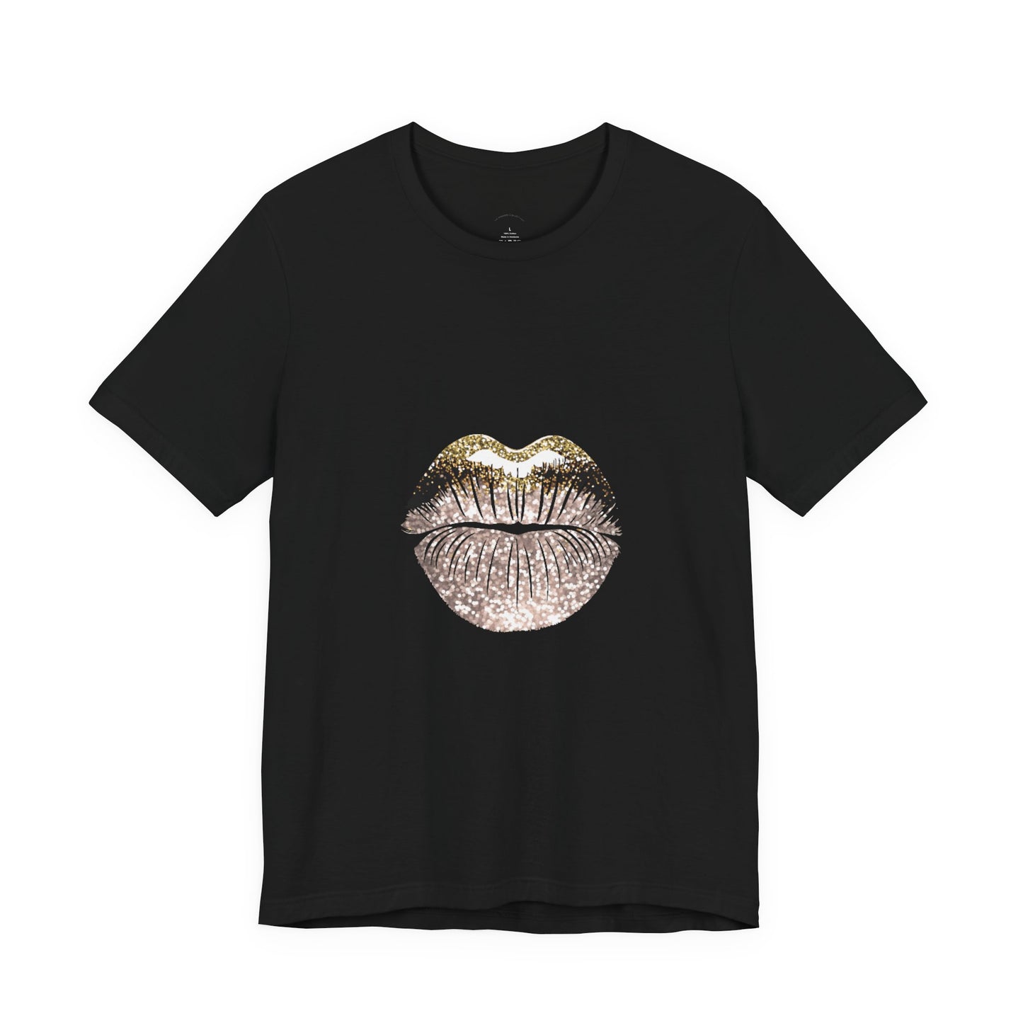 Gold Foil Kiss Graphic Tee — Metallic Lip Print T-Shirt