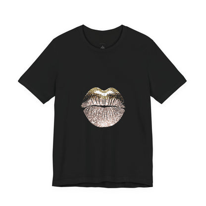 Gold Foil Kiss Graphic Tee — Metallic Lip Print T-Shirt