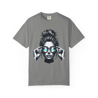 Messy Bun Cool Sunglasses Graphic T-Shirt