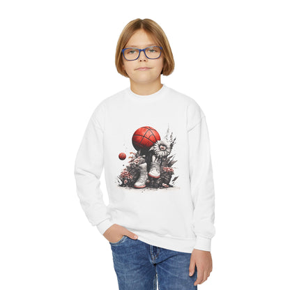 Daisies & Basketball Youth Crewneck Sweatshirt