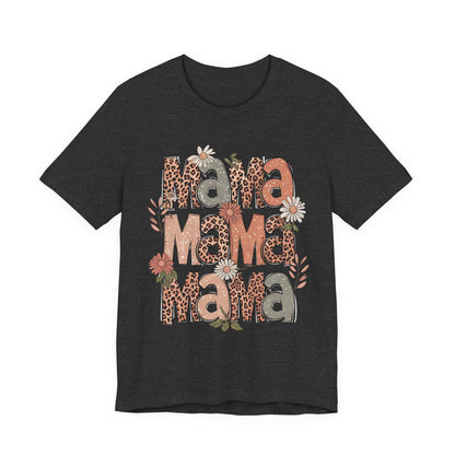 Mama Mama Mama Leopard Floral Tee — Retro Boho Mother's Day Shirt