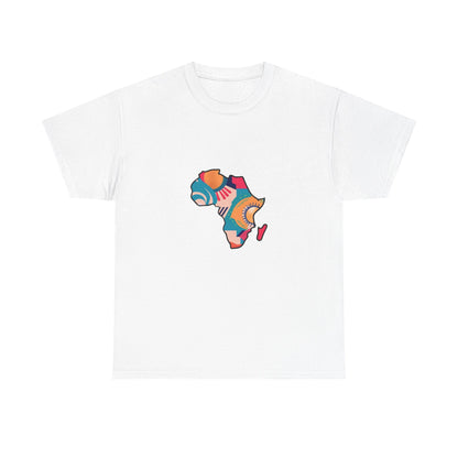 Africa Map Graphic Tee - Unisex Heavy Cotton T-Shirt with Colorful Afrocentric Pattern