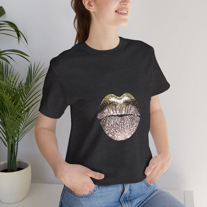 Gold Foil Kiss Graphic Tee — Metallic Lip Print T-Shirt