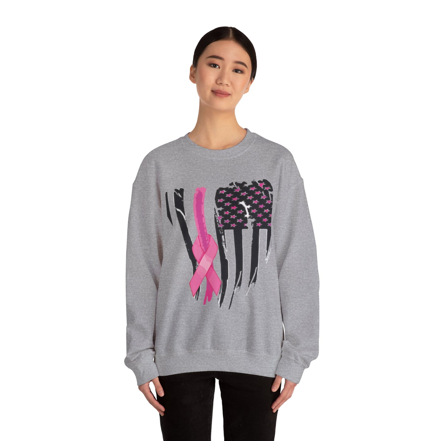 Breast Cancer Awareness Flag Crewneck Sweatshirt