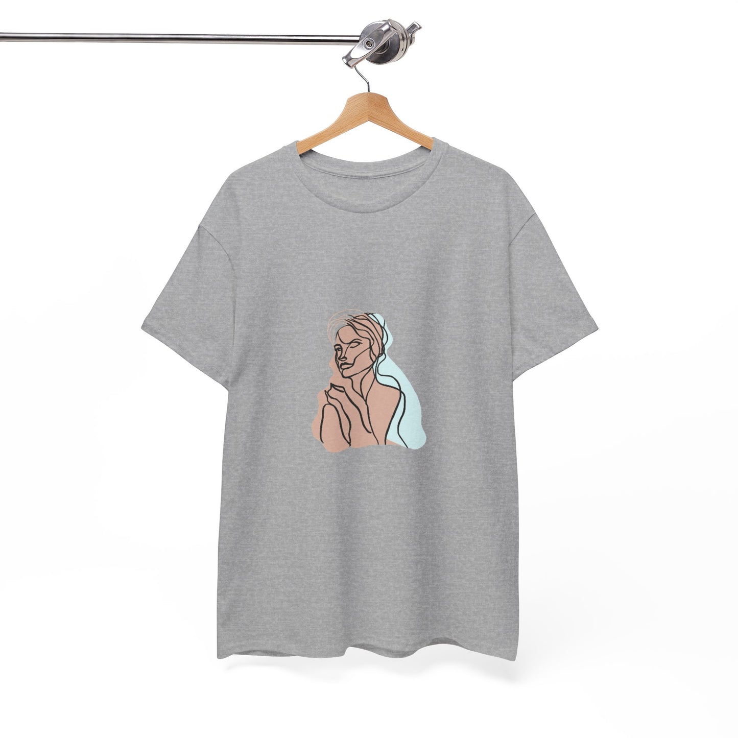 Minimal Line Art Woman Tee - Elegant Abstract Portrait Graphic T-Shirt