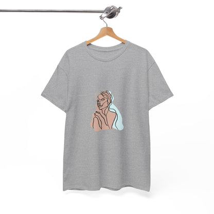 Minimal Line Art Woman Tee - Elegant Abstract Portrait Graphic T-Shirt