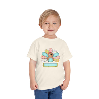 Personalized Toddler Tee — Cute Patchwork Turkey