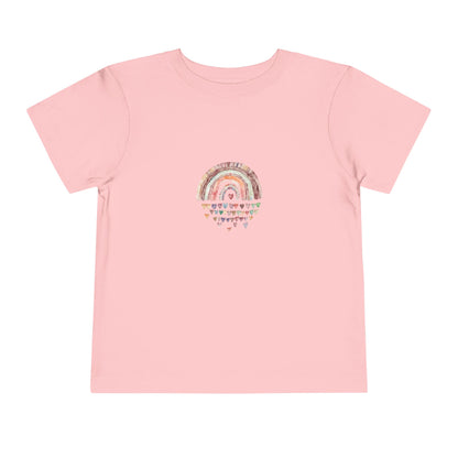 Toddler Rainbow Hearts Tee — Cute Boho Rainbow Short Sleeve Shirt for Kids