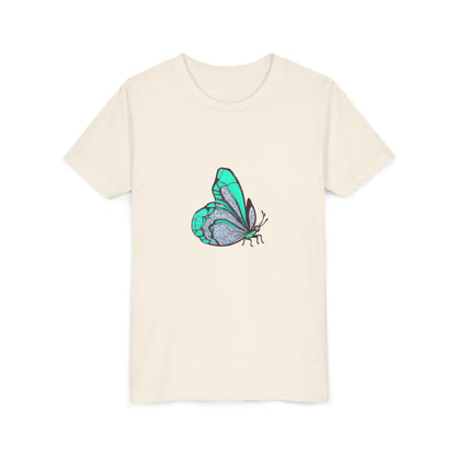 Youth Tee — Turquoise Butterfly Illustration Kids T‑Shirt