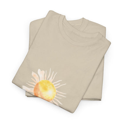 Sunshine Graphic Tee — Watercolor Sun "Sunshine" Casual T‑Shirt