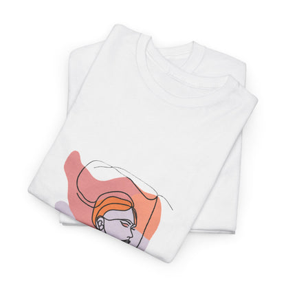 Abstract Line Art Woman T‑Shirt — Minimalist Feminine Portrait Tee