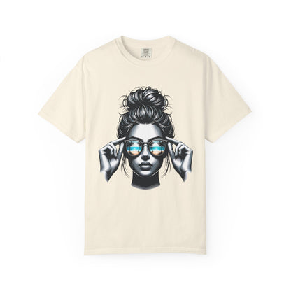 Messy Bun Cool Sunglasses Graphic T-Shirt