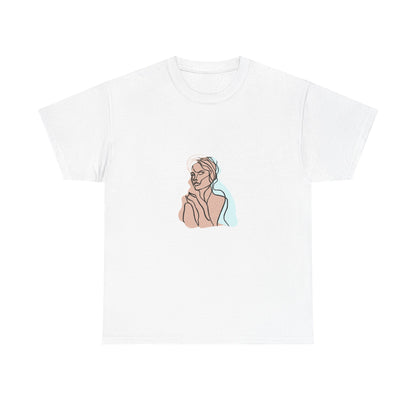 Minimal Line Art Woman Tee - Elegant Abstract Portrait Graphic T-Shirt