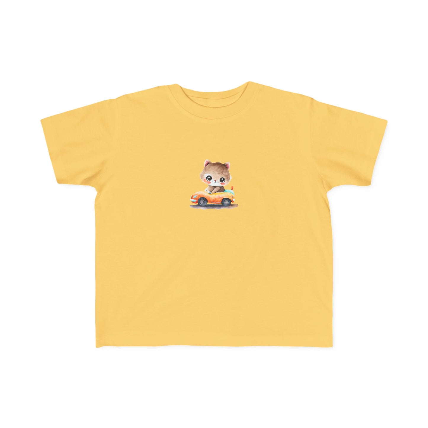 Toddler Tee — Cute Kitten Driving Toy Car Graphic Kids Shirt