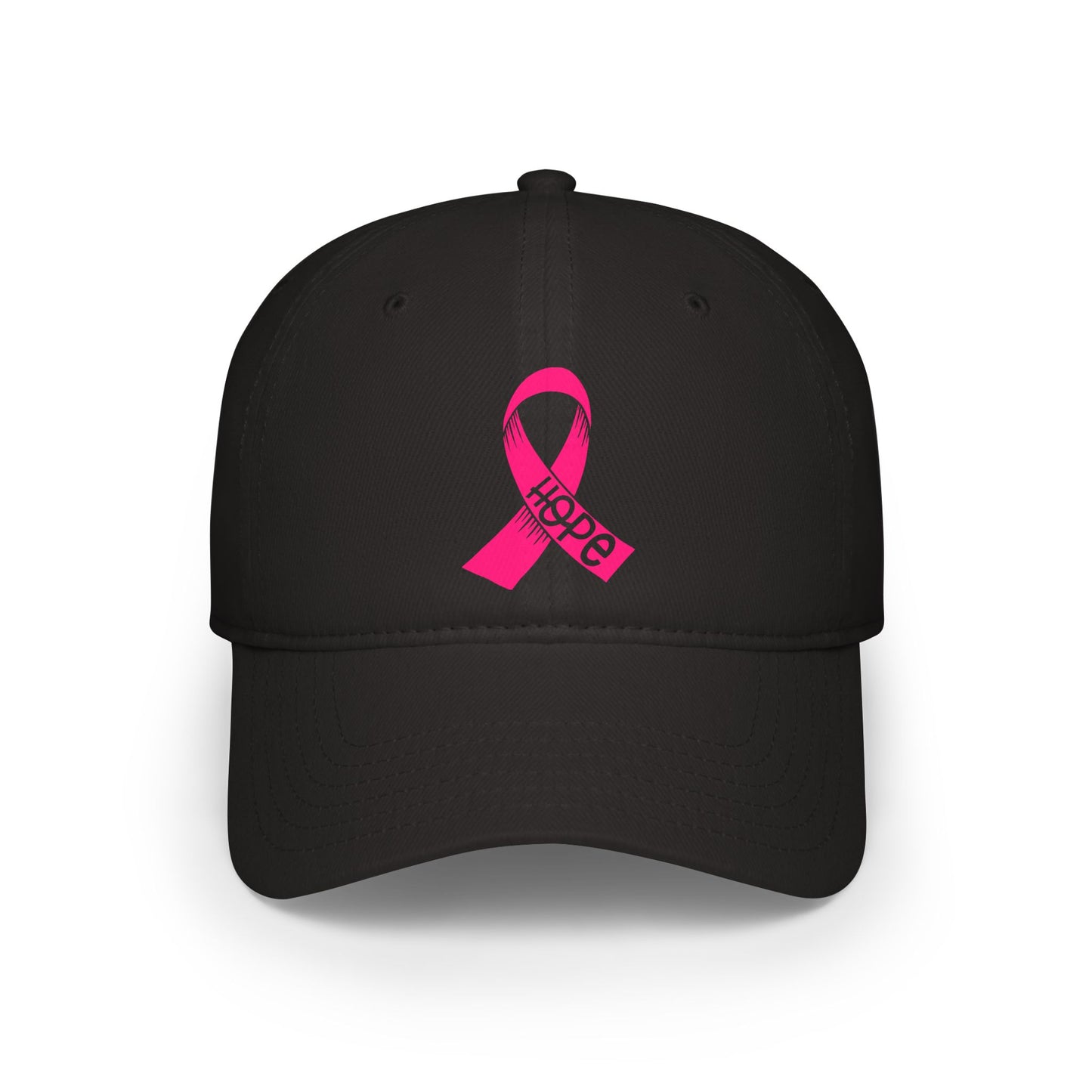Breast Cancer Awareness Low Profile Baseball Cap — Pink Ribbon "Hope"