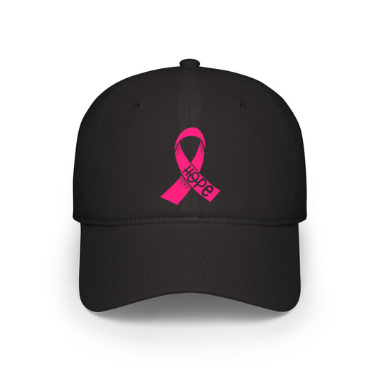 Breast Cancer Awareness Low Profile Baseball Cap — Pink Ribbon "Hope"